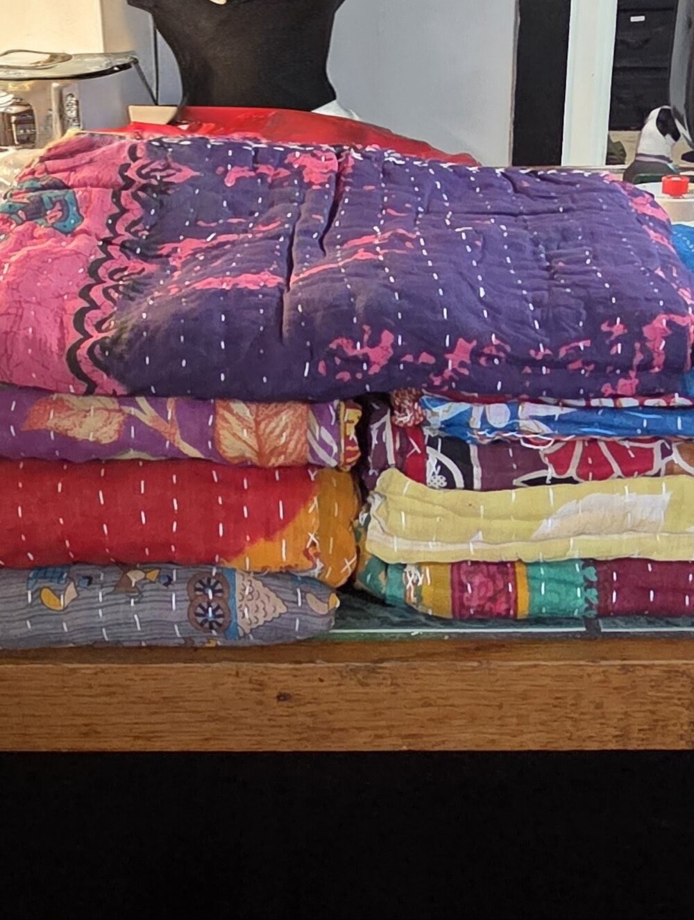 Assorted Multicolor Kantha Quilts - Vibrant Patchwork Bedding Set